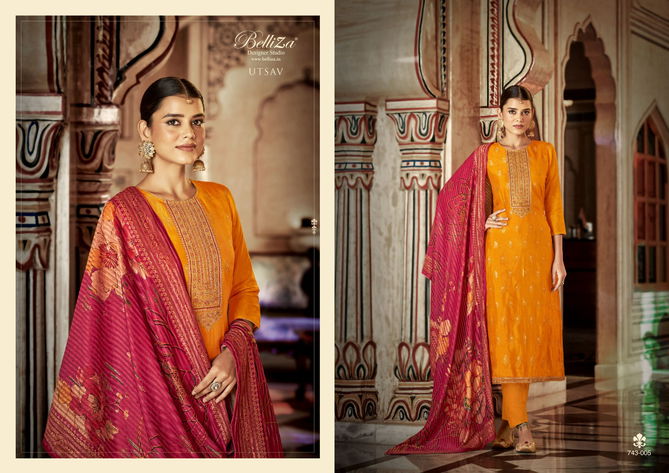 Utsav By Belliza Designer Jacquard Dress Material Catalog